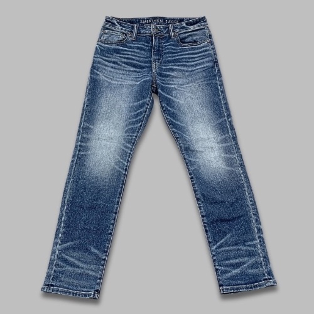 American Eagle Outfitters Slim Straight Jeans - Faded Blue Wash
